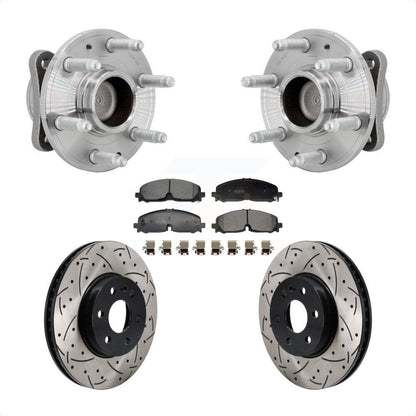 Hub Bearing Drill Slot Brake Rotor Pads Front Kit For Chevrolet Colorado GMC RWD