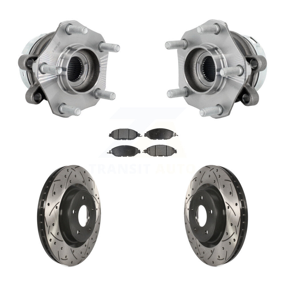 Hub Bearing Assembly Coat Drill Slot Brake Rotor Pad Front Kit For Nissan Murano