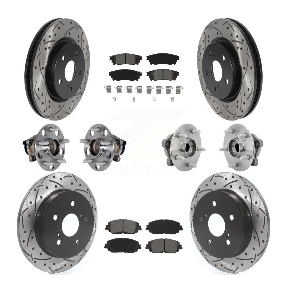 Hub Bearing Coated Disc Brake Rotor & Pads Front Rear Kit (10Pc) For Toyota C-HR