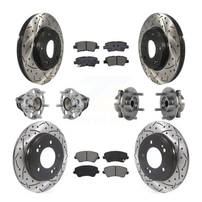 Hub Bearing Coated Brake Rotor & Pads Front Rear Kit (10Pc) For Hyundai Veloster