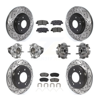 Hub Bearing Coated Brake Rotor & Pad Front Rear Kit (10Pc) For Kia Forte Hyundai