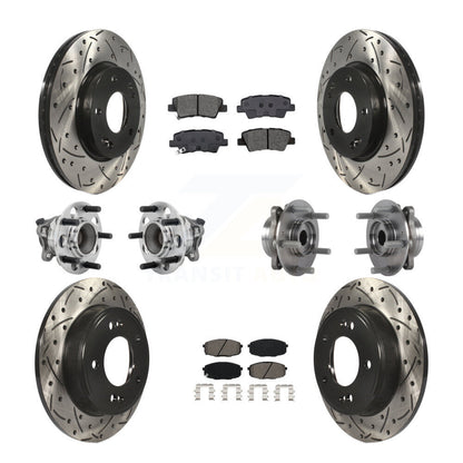 Hub Bearing Coat Brake Rotor Pads Front Rear Kit (10Pc) For Kia Forte Hyundai GT