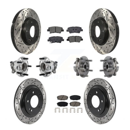 Hub Bearing Coated Brake Rotor Pads Front Rear Kit (10Pc) For Hyundai Elantra GT