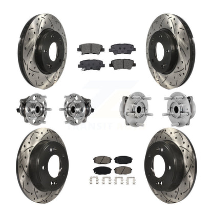 Hub Bearing Coated Disc Brake Rotor & Pad Front Rear Kit (10Pc) For Hyundai Kona