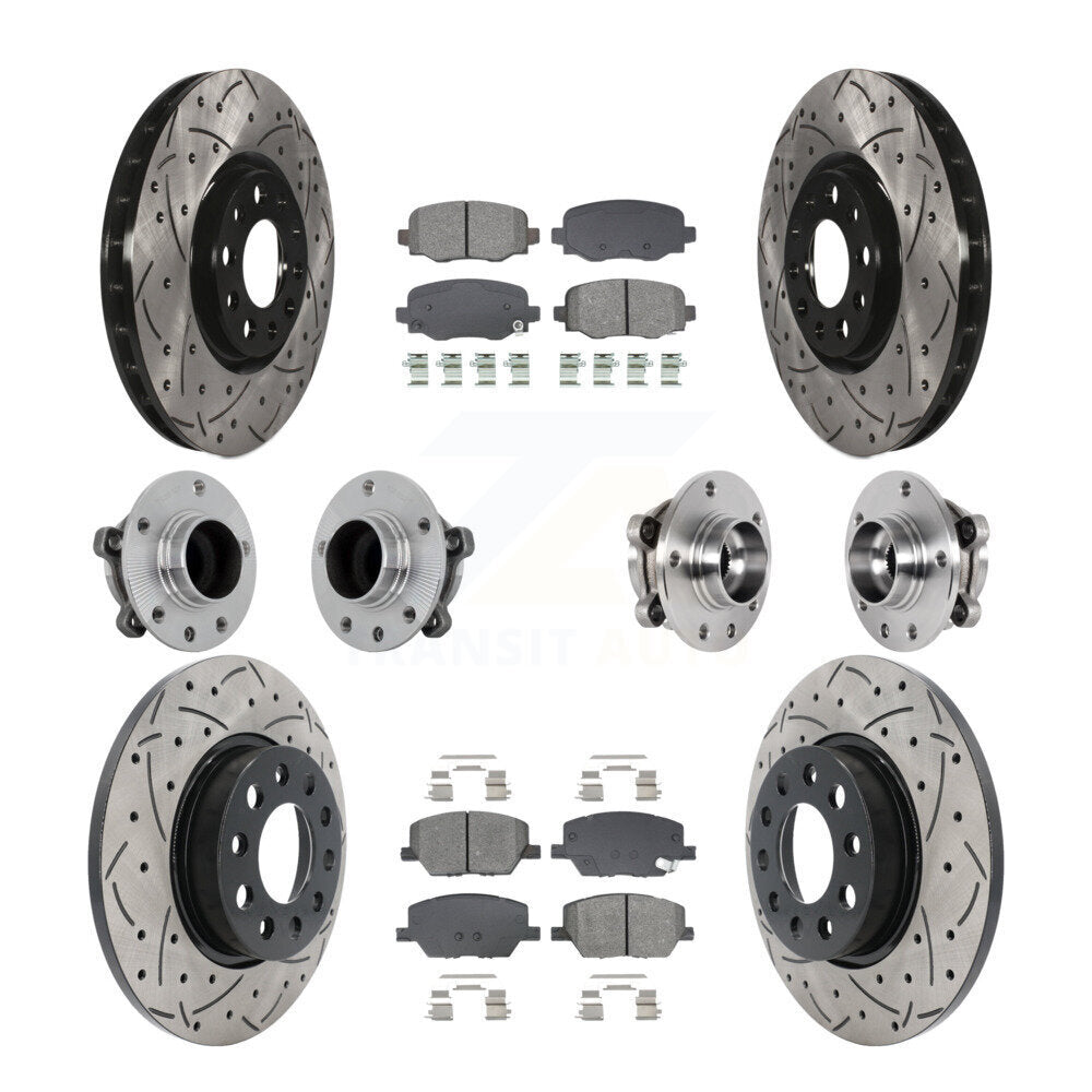 Hub Bearing Coated Brake Rotor Pads Front Rear Kit (10Pc) For Jeep Renegade Fiat