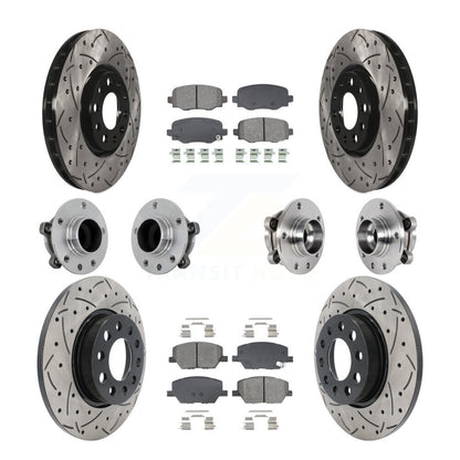 Hub Bearing Coated Brake Rotor Pads Front Rear Kit (10Pc) For Jeep Renegade Fiat