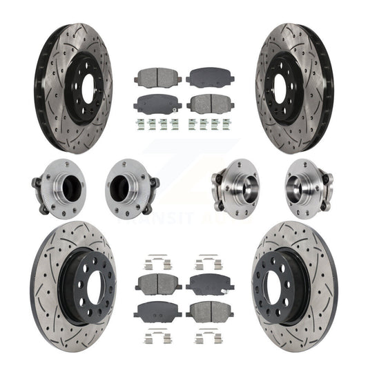 Hub Bearing Coated Brake Rotor Pads Front Rear Kit (10Pc) For Jeep Renegade Fiat
