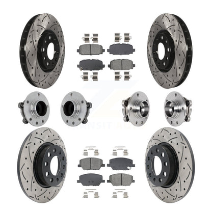 Hub Bearing Coated Brake Rotor & Pads Front Rear Kit (10Pc) For Jeep Compass FWD