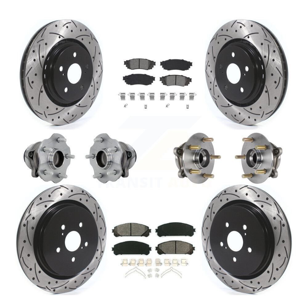 Hub Bearing Coated Brake Rotor Pads Front Rear Kit (10Pc) For Lexus RX350 RX350L