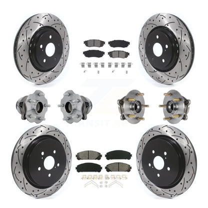Hub Bearing Coated Brake Rotor Pads Front Rear Kit (10Pc) For Lexus RX350 RX350L