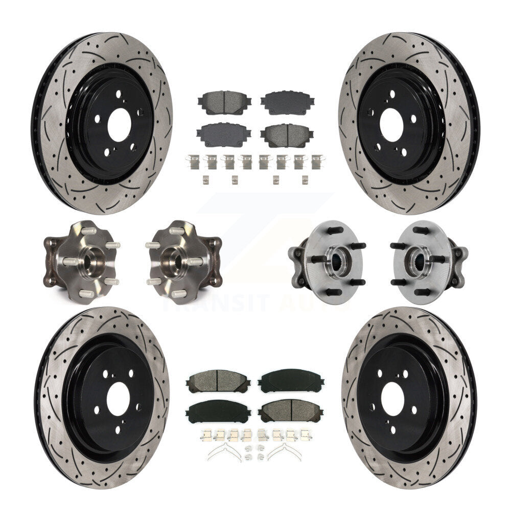 Hub Bearing Coat Brake Rotor Pad Front Rear Kit (10Pc) For Toyota Highlander AWD