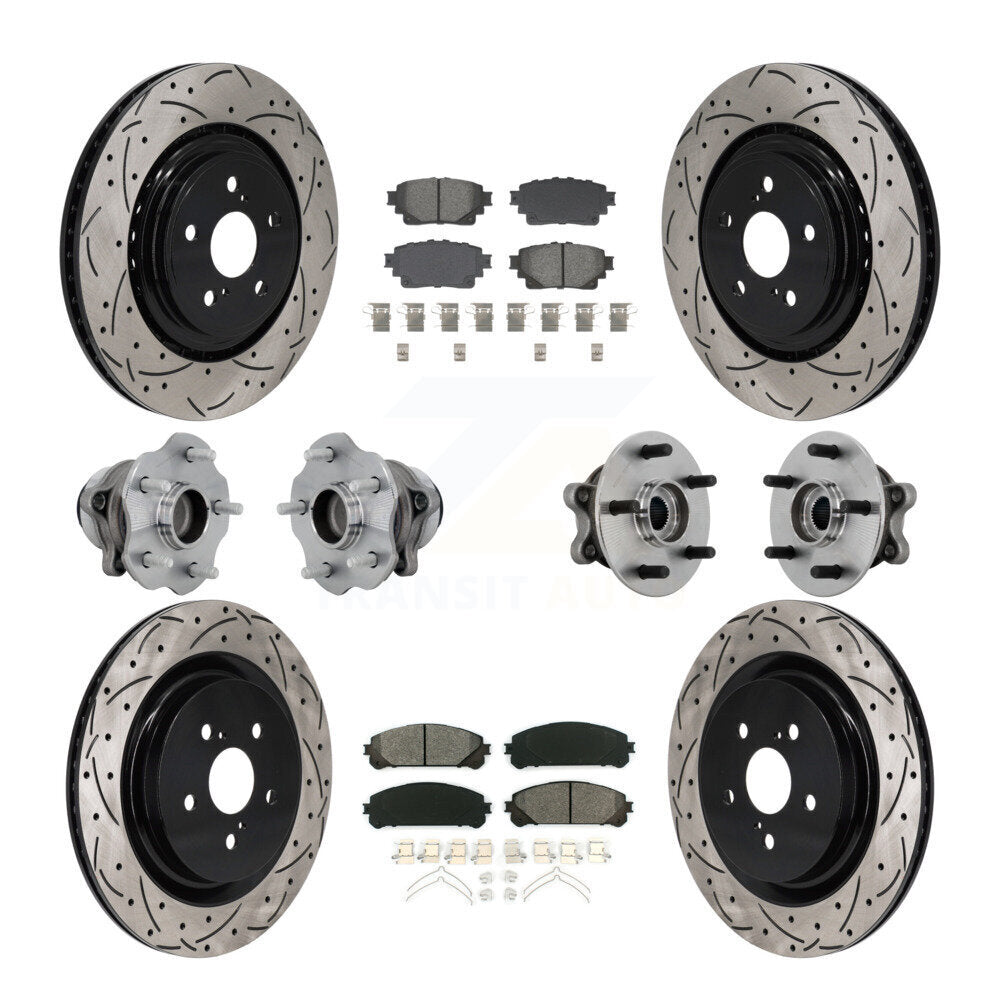 Hub Bearing Coat Brake Rotor Pad Front Rear Kit (10Pc) For Toyota Highlander FWD