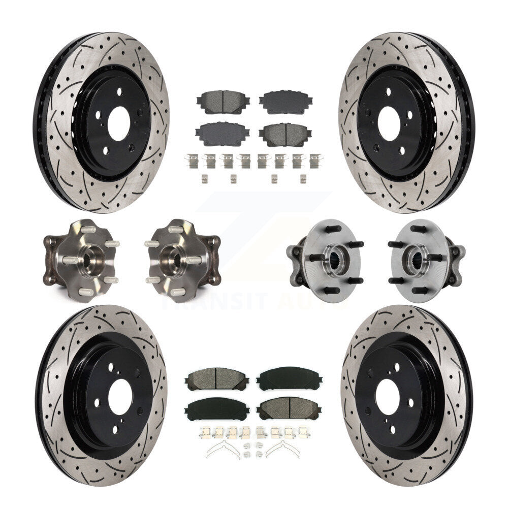 Hub Bearing Coated Brake Rotor & Pad Front Rear Kit (10Pc) For Toyota Sienna AWD