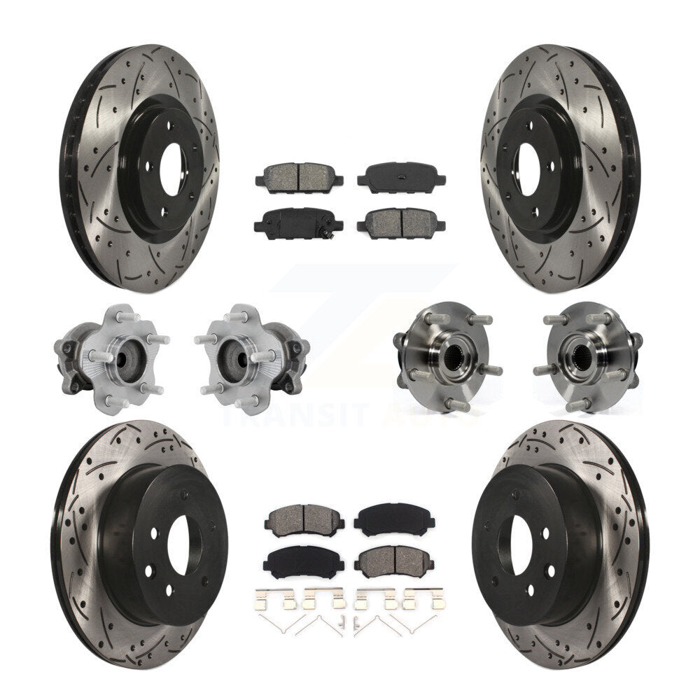 Hub Bearing Coated Disc Brake Rotor & Pads Front Rear Kit (10Pc) For Nissan Juke