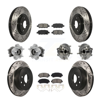 Hub Bearing Coated Disc Brake Rotor & Pads Front Rear Kit (10Pc) For Nissan Juke
