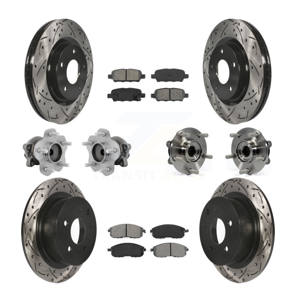 Hub Bearing Coated Disc Brake Rotor & Pads Front Rear Kit (10Pc) For Nissan Juke
