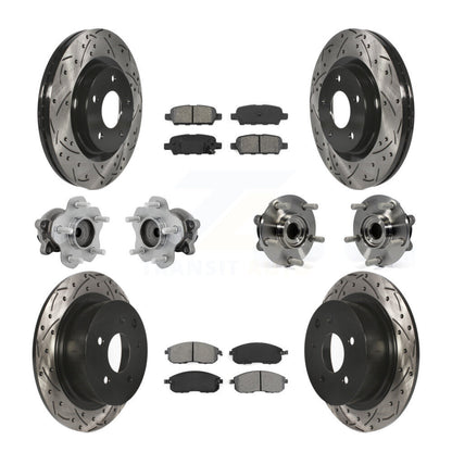 Hub Bearing Coated Disc Brake Rotor & Pads Front Rear Kit (10Pc) For Nissan Juke