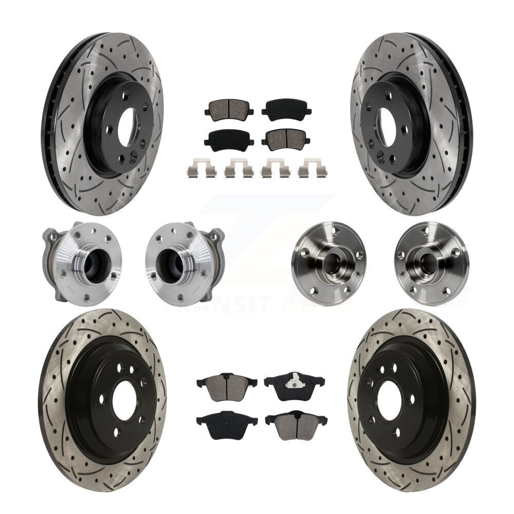 Hub Bearing Coated Disc Brake Rotor And Pads Front Rear Kit (10Pc) For Volvo V70