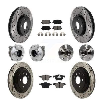 Hub Bearing Coated Disc Brake Rotor And Pads Front Rear Kit (10Pc) For Volvo V70