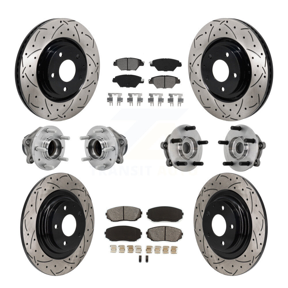 Hub Bearing Coat Brake Rotor Pads Front Rear Kit (10Pc) For 16-21 Mazda CX-9 FWD
