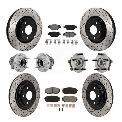 Hub Bearing Coat Brake Rotor Pads Front Rear Kit (10Pc) For 16-21 Mazda CX-9 FWD