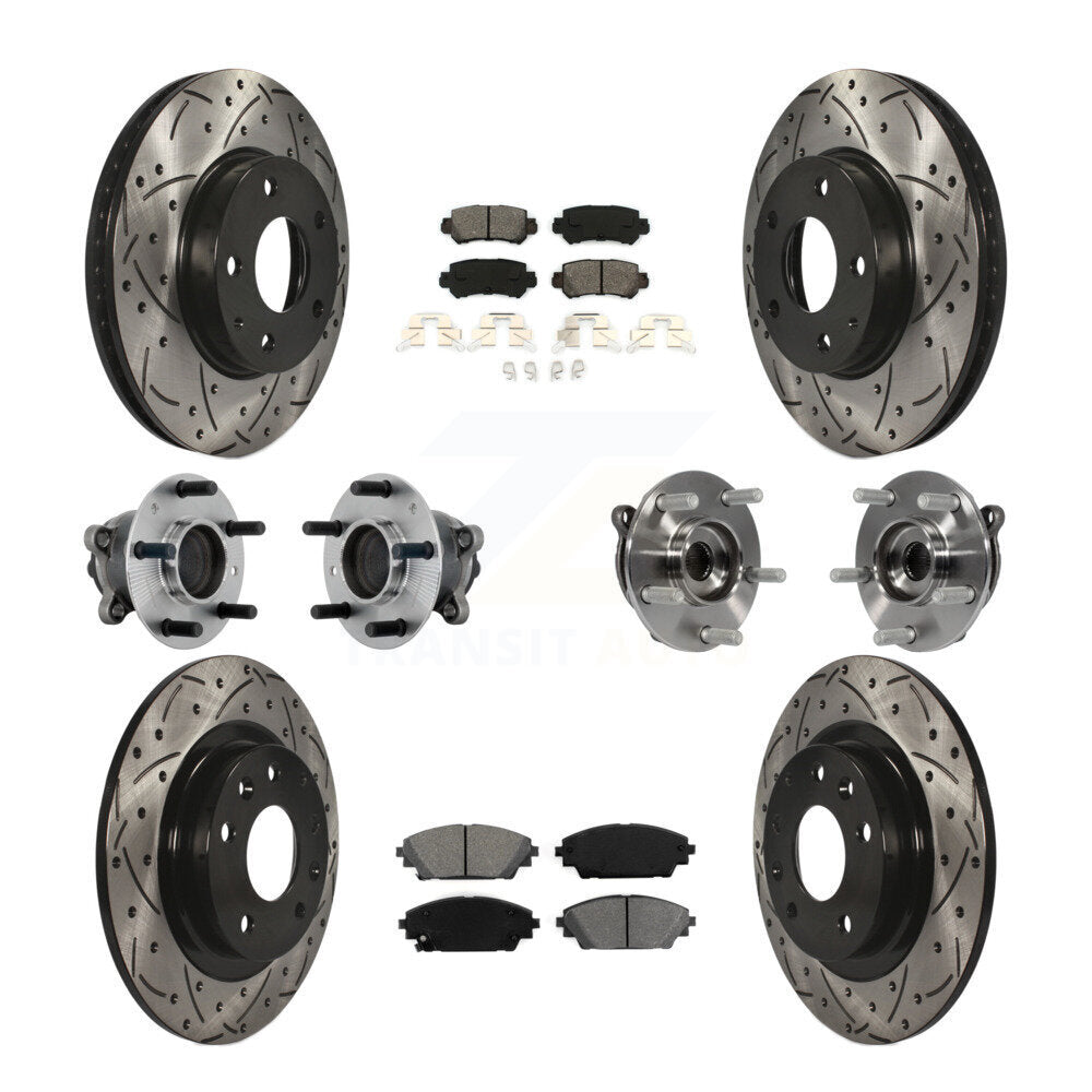 Hub Bearing Coat Brake Rotor Pads Front Rear Kit (10Pc) For 16-18 Mazda CX-3 FWD