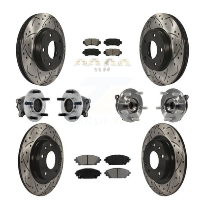 Hub Bearing Coat Brake Rotor Pads Front Rear Kit (10Pc) For 16-18 Mazda CX-3 FWD