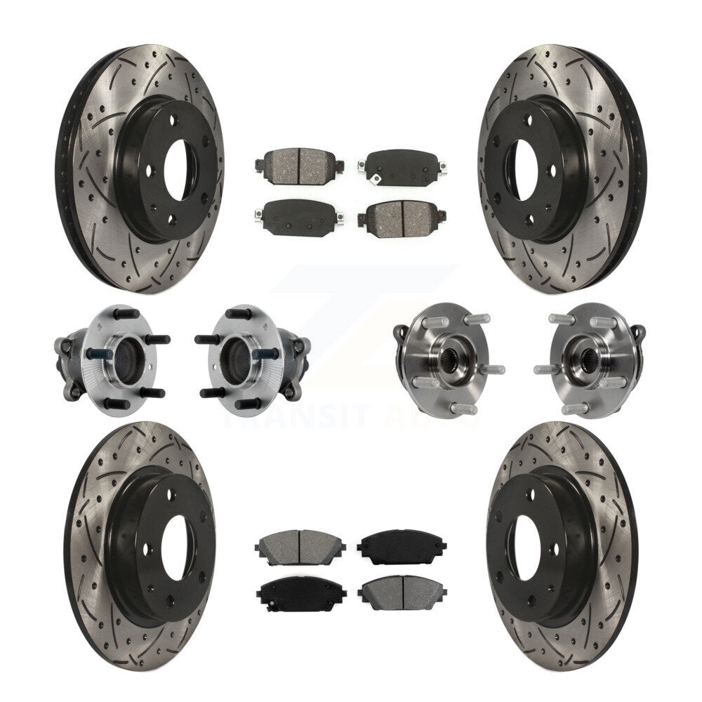 Hub Bearing Coat Brake Rotor Pads Front Rear Kit (10Pc) For 19-21 Mazda CX-3 FWD