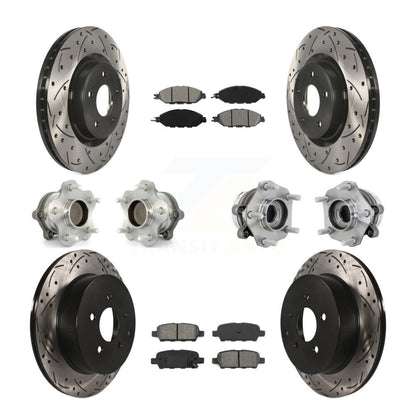 Hub Bearing Coated Brake Rotor & Pad Front Rear Kit (10Pc) For Nissan Murano FWD