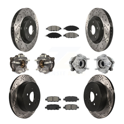 Hub Bearing Coated Brake Rotor & Pad Front Rear Kit (10Pc) For Nissan Murano AWD