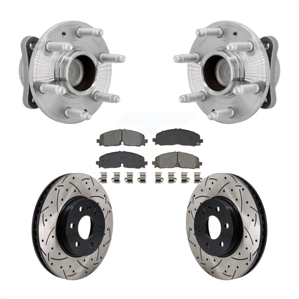 Hub Bearing Drill Slot Brake Rotor Pads Front Kit For Chevrolet Colorado GMC RWD