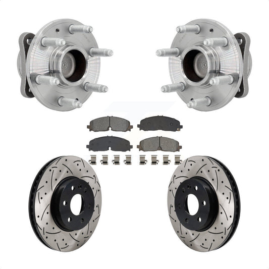 Hub Bearing Drill Slot Brake Rotor Pads Front Kit For Chevrolet Colorado GMC RWD