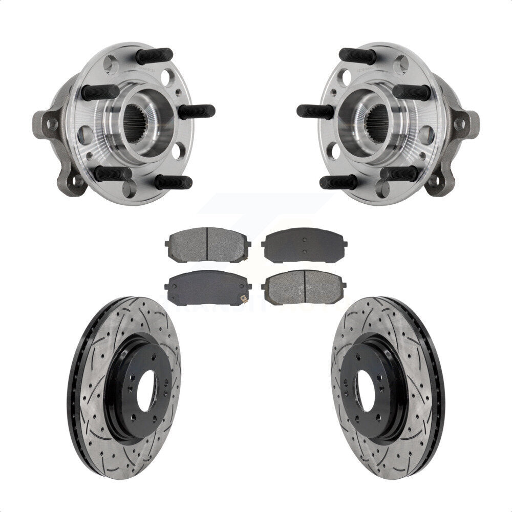 Hub Bearing Coat Drill Slot Brake Rotor Pads Front Kit For Hyundai Sonata Kia K5