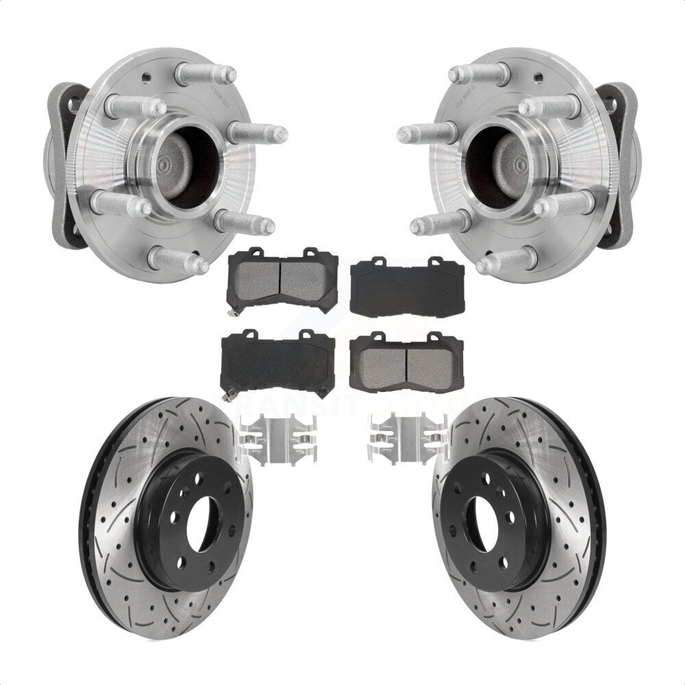 Hub Bearing Drill Slot Brake Rotor Pads Front Kit For Chevrolet Colorado GMC RWD