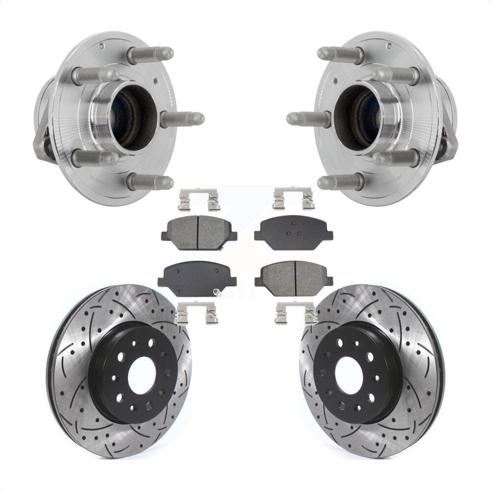 Hub Bearing Assembly Drilled Slot Brake Rotor Pad Front Kit For Chevrolet Camaro