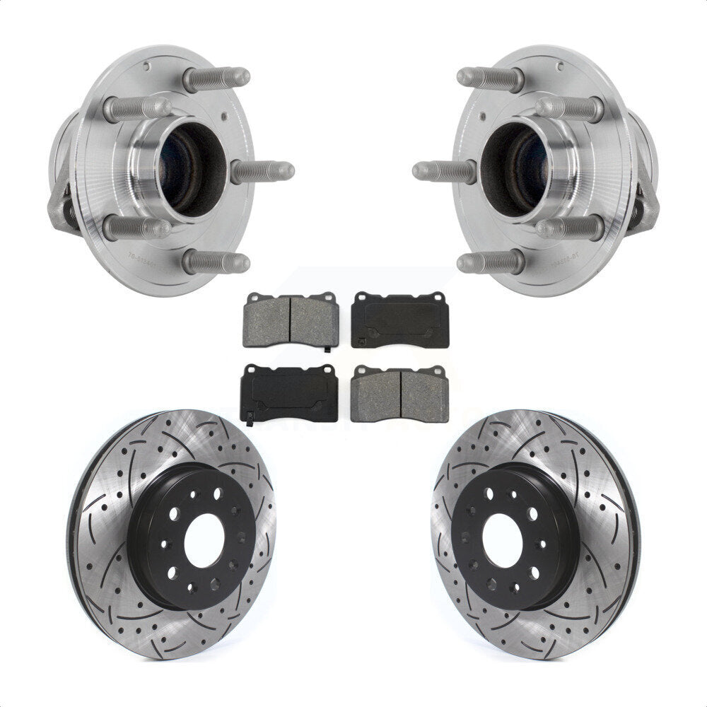 Hub Bearing Drilled Slot Brake Rotor Pad Front Kit For Chevrolet Camaro Cadillac
