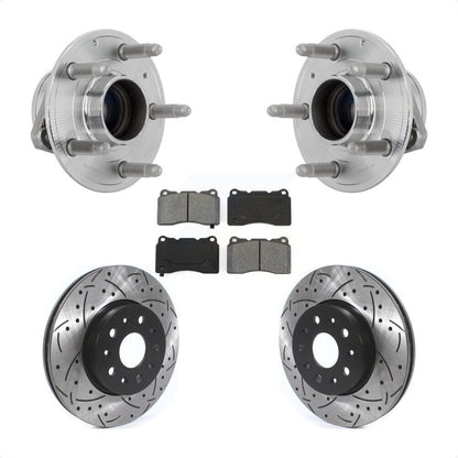 Hub Bearing Drilled Slot Brake Rotor Pad Front Kit For Chevrolet Camaro Cadillac