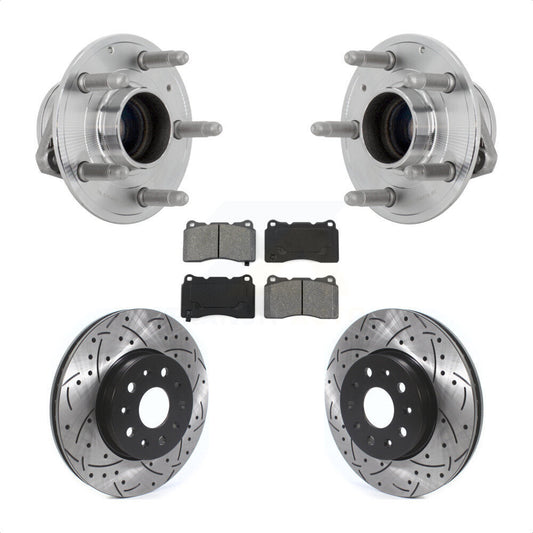 Hub Bearing Drilled Slot Brake Rotor Pad Front Kit For Chevrolet Camaro Cadillac