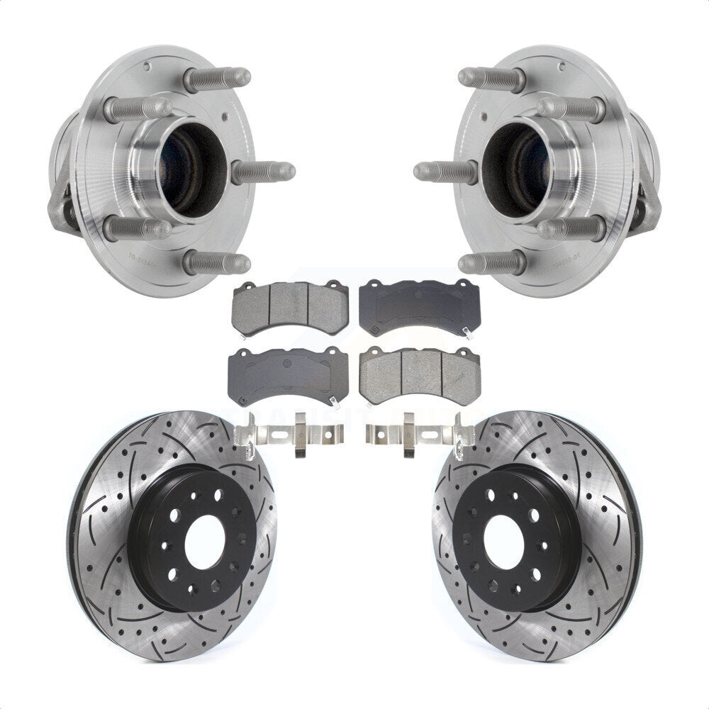 Hub Bearing Coat Drill Slot Brake Rotor Pad Front Kit For Chevrolet Camaro LT LS
