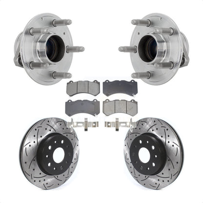 Hub Bearing Coat Drill Slot Brake Rotor Pad Front Kit For Chevrolet Camaro LT LS