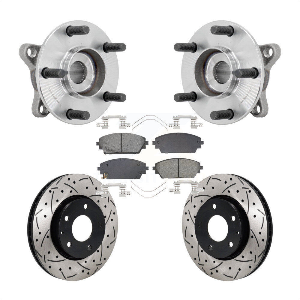 Hub Bearing Coat Drill Slot Brake Rotor Pads Front Kit For 2021-2022 Mazda 3 FWD