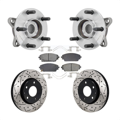 Hub Bearing Coat Drill Slot Brake Rotor Pads Front Kit For 2021-2022 Mazda 3 FWD