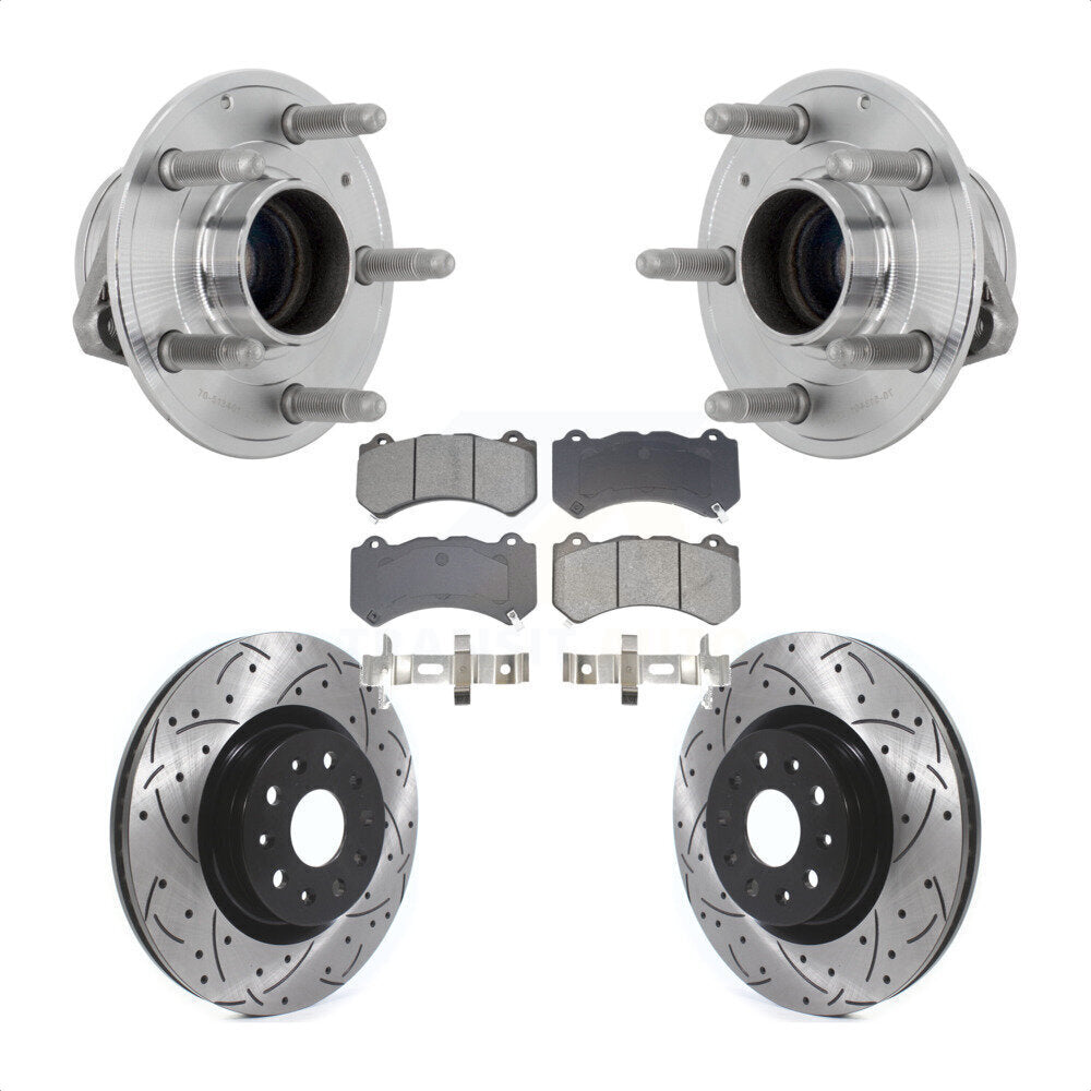Hub Bearing Assembly Coat Drill Slot Brake Rotor Pads Front Kit For Cadillac CTS