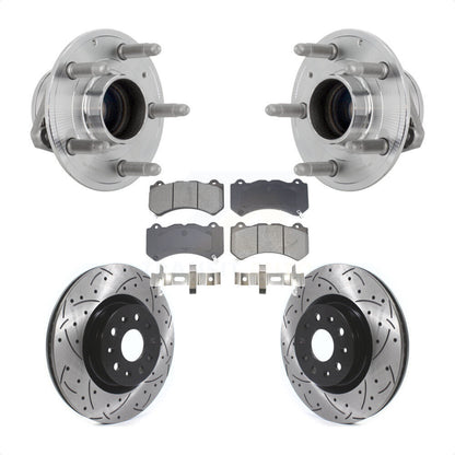 Hub Bearing Assembly Coat Drill Slot Brake Rotor Pads Front Kit For Cadillac CTS