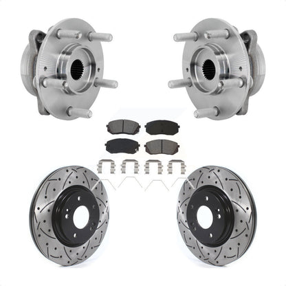 Hub Bearing Drilled Slot Brake Rotor & Pad Front Kit For Hyundai Kona Kia Seltos
