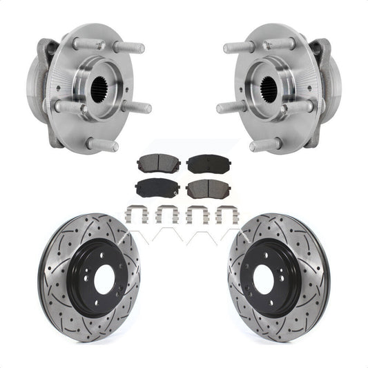Hub Bearing Drilled Slot Brake Rotor & Pad Front Kit For Hyundai Kona Kia Seltos