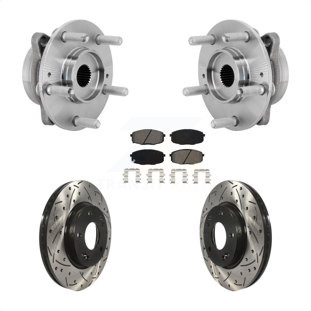 Hub Bearing Drilled Slot Brake Rotor & Pad Front Kit For Hyundai Kona Kia Seltos