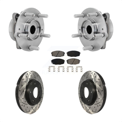 Hub Bearing Drilled Slot Brake Rotor & Pad Front Kit For Hyundai Kona Kia Seltos
