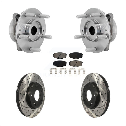 Hub Bearing Drilled Slot Brake Rotor & Pad Front Kit For Hyundai Kona Kia Seltos