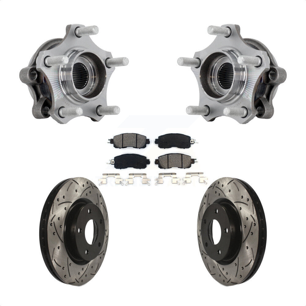 Hub Bearing Drilled Slot Brake Rotor & Pad Front Kit For 2019-2023 Nissan Altima